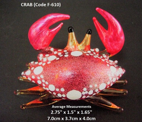 Hand blown glass crab figurine - blown,
