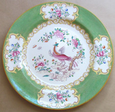MINTONS VINTAGE GREEN COCKATRICE 10¼" DINNER PLATES - MINTON (11970)