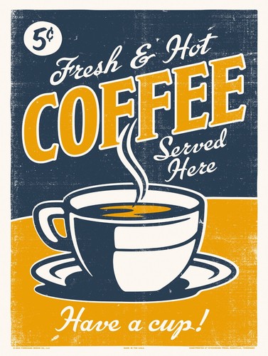Fresh coffee retro - coffee,, metal