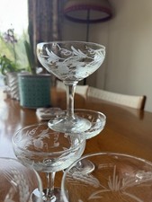 6 vintage etched champagne