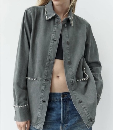 Zara gray denim embellished - zara,