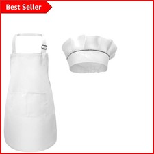 White Kids Chef Apron and Hat