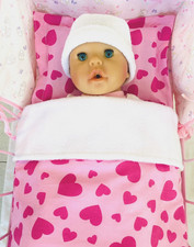 Dolls Pram Cot Bedding Set -