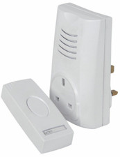 Wireless Door Chime Plug In Through Receiver with Socket 100m Bell Push Doorbell