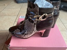 Moda in pelle snake print boots cream brown gold size 39