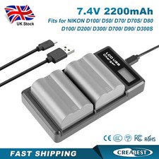 2x 2200mAh EN-EL3E Battery &