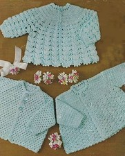 Baby Crochet Pattern Three Matinee Jackets 18-22" 4ply 281