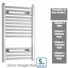 300mm Wide Chrome Straight Heated Towel Rail Warmer Bathroom Radiator All Sizes