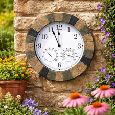Garden Wall Clock Thermometer