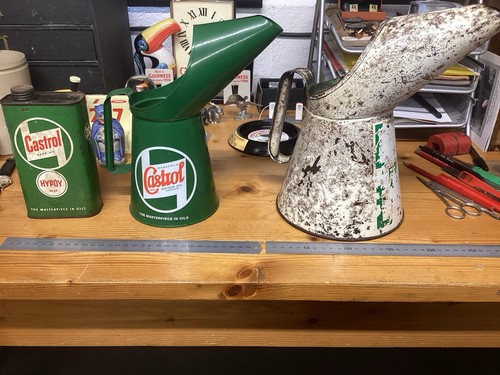 Old oil cans pourers - old,