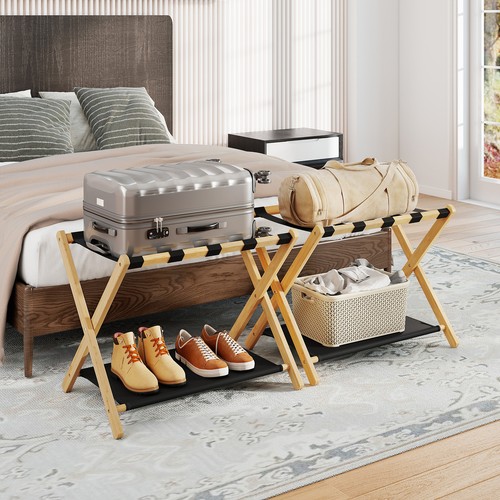 Bamboo folding luggage racks - folding,
