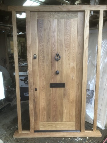 Solid oak front door and - front,