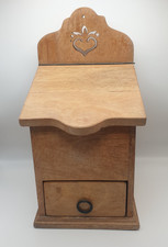 Vintage Rustic Kitchen Wall Storage Candle Recipe Salt Box Solid Wood Drawer