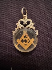 Masonic Silver Glass Fob With