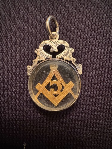 Masonic silver glass fob - glass,