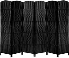 6 Panel Black Wicker Folding