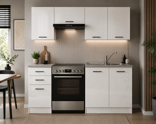 Kitchen cabinets white gloss - white, 5