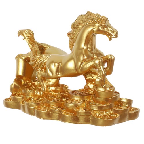 Golden resin horse sculpture - resin,