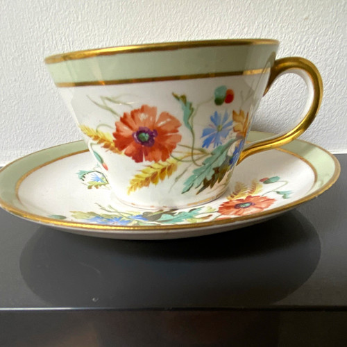 Floral porcelain cup saucer - porcelain,