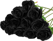 12 Pcs Black Artificial Roses