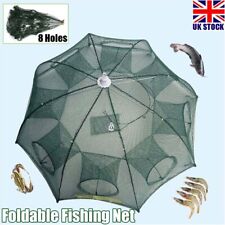8 Holes Foldable Automatic Fishing Net Fish Minnow Shrimp Crab Mesh Trap Cage UK