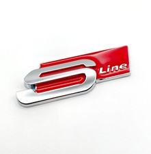 Red Silver S line Metal Badge Rear Boot Emblem With Adhesive Backing For Audi