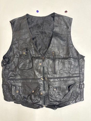 Vintage leather waistcoat - , 48"