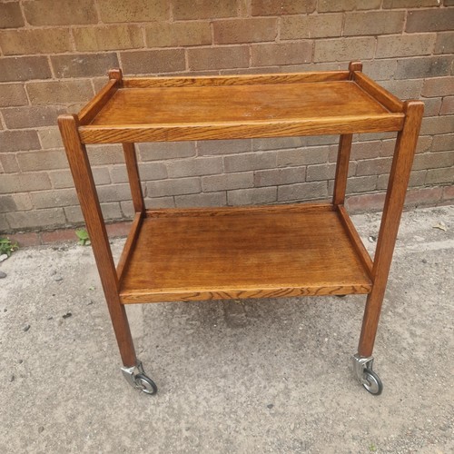 Vintage oak tier tea trolley - vintage,