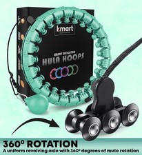 K-MART Smart Weighted Hula Hoops Green + Towel Gift, Gymnastics, Fitness, Detach