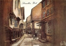KEVIN PLATT PAINTINGS SHAMBLES YORK TOPOGRAPHICAL POSTCARD UNUSED VERY GD MINT