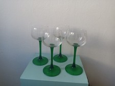 4 Luminarc Green Stem Hock Wine Glasses 16cm Tall 