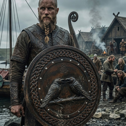 Handmade viking shield raven - viking,
