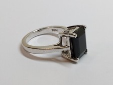 Ring TGGC Size L 1/2 sterling Silver 925 ladies large black solitaire stone goth