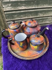 Vintage enamel graniteware end - enamel,