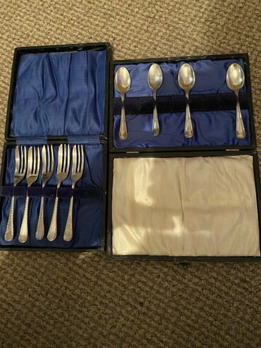 Silver plated spoons forks set - silver,