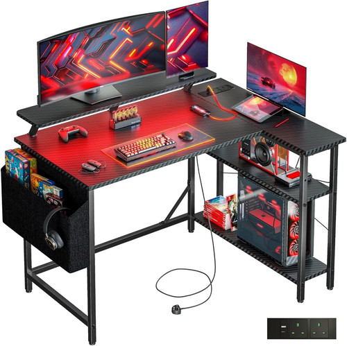 Shaped gaming desk with led - shaped,