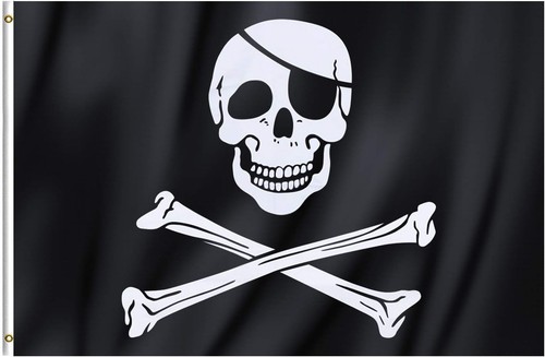 Large black pirate flag jolly - black,