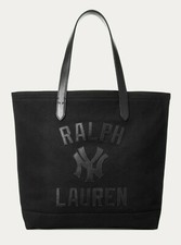 Polo Ralph Lauren NY Yankees MLB Ltd Ed Black Baseball Leather Tote Shoulder Bag