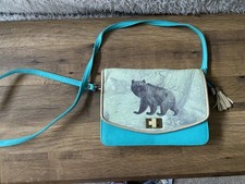 Disaster Designs Heritage & Harlequin, Blue Teal Leather Bag With Bear