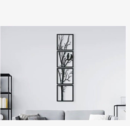 Black metal tree wall - black,