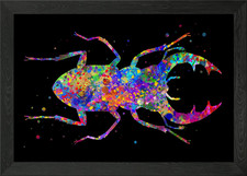 Stag beetle watercolor Framed
