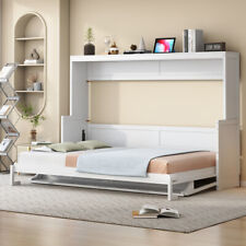Full Queen Size Murphy Wall Bed with Hydraulic Lift and Desk Cabinet Hidden Beds