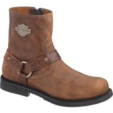 Harley Davidson Scout Mens Brown Zip Biker Motorcycle Chelsea Boots Size UK 7-12