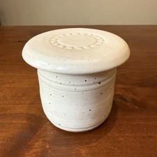 VTG French Butter Bell Keeper Stoneware Crock Handmade Pottery Artist Signed EUC