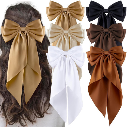 6pcs large bows hair clips - bows, for
