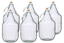 Pack of 6 Home Brew Clear Glass Carboy Demijohns Bottles, 5 Litres, Screw Cap