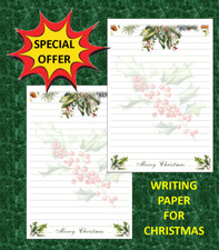 Christmas SPECIAL OFFER Writing Paper Pages! - A5 100gsm - Mistletoe Green Theme