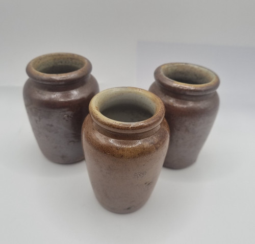 Three salt glazed cream - three, pots