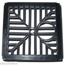 BLACK PLASTIC SQUARE DRAIN GULLEY GRID COVER 150MM 6 INCH