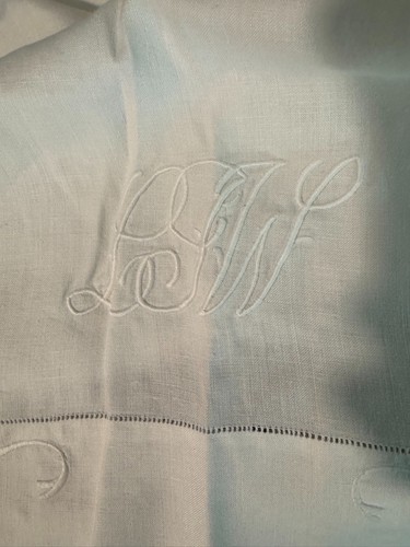 Pair vintage linen monogrammed - pair,
